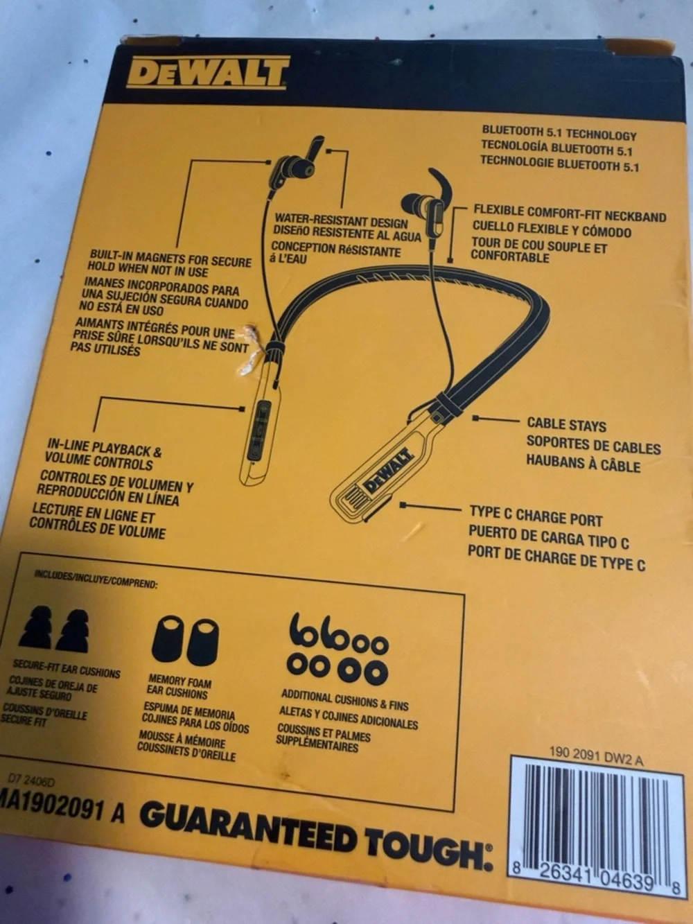 Yellow & Black Wireless Bluetooth Jobsite Earphones